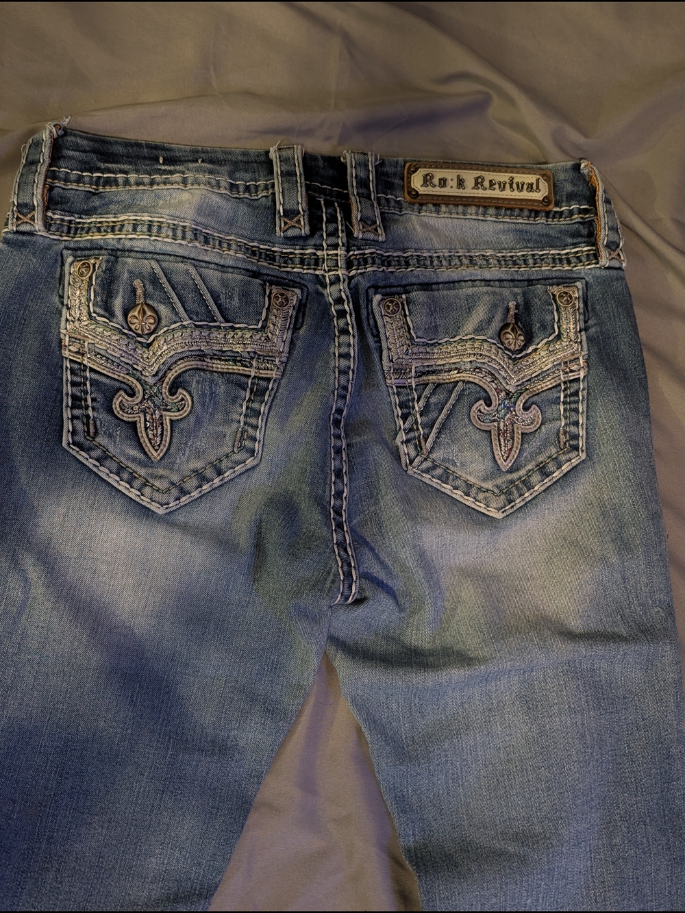 Rock Revival Women's Light Blue Embroidered Boot Cut Jeans